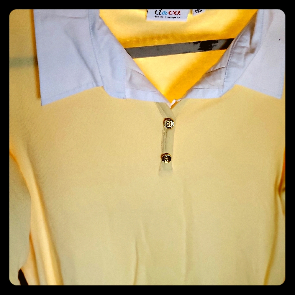 New without tags Denim Co yellow white collarshirt